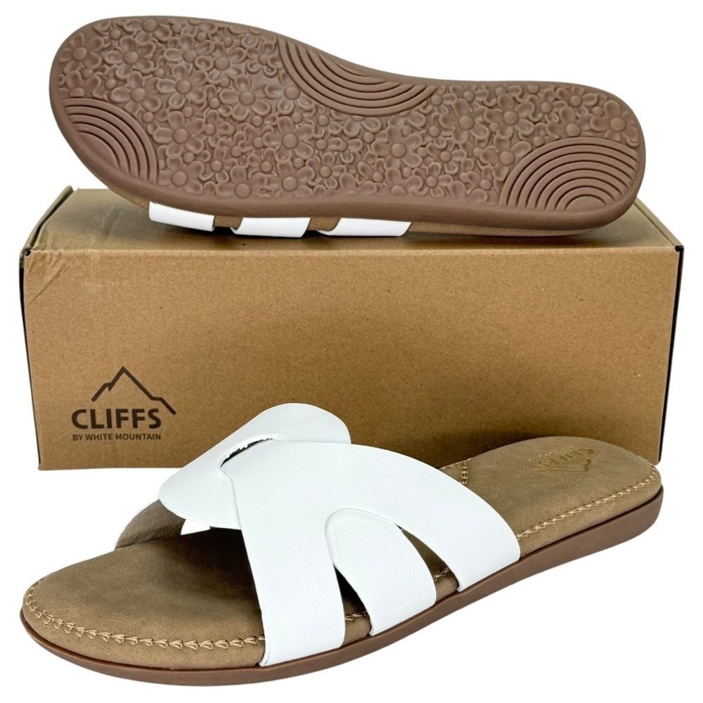 Cliffs by White Mountain Fortunate White Womens Slide Sandals Size 11M - Picture 10 of 12